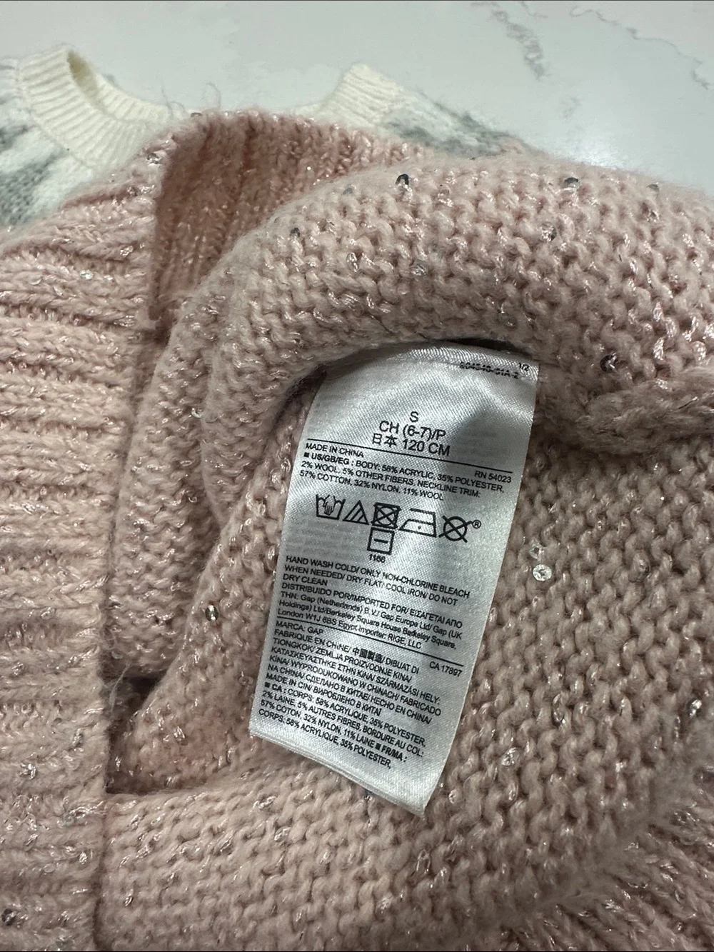Gap Kids Christmas sparkle sweater wool blend girls size small 6-7